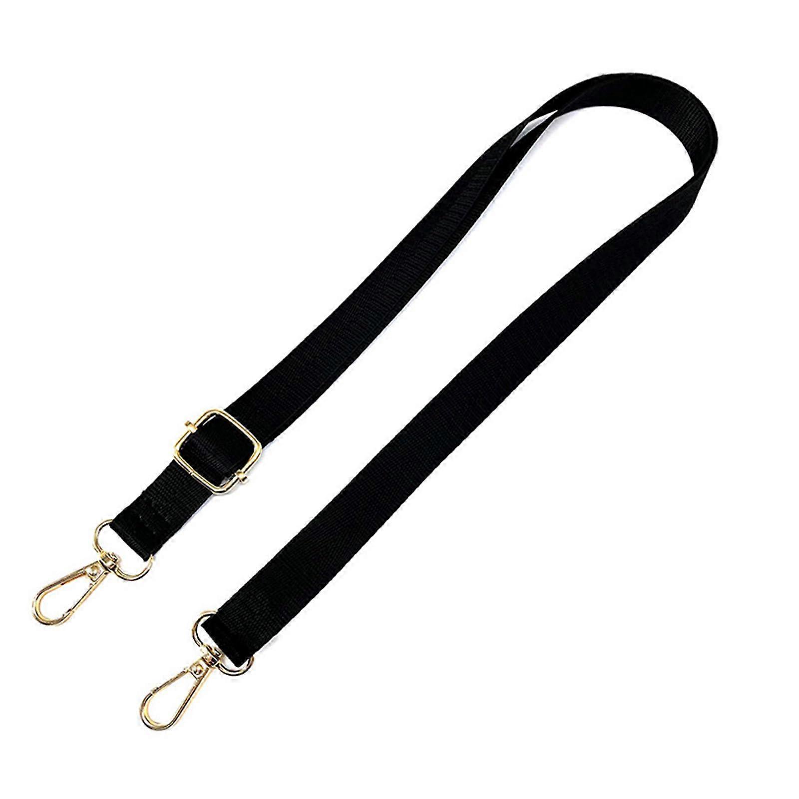Handbag strap, handmade, with metal hooks, nylon, adjustable, black, 2cm width.