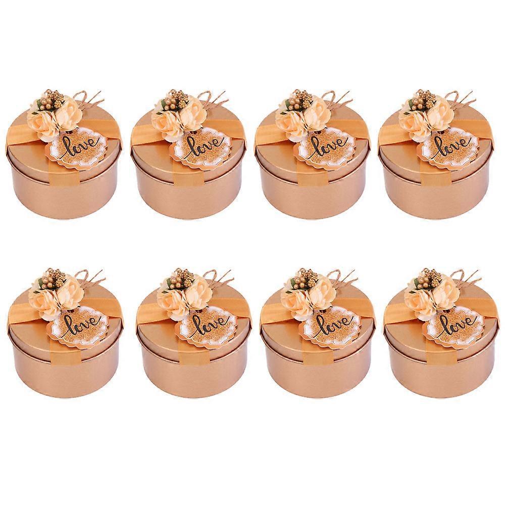 Golden Tinplate Storage Boxes for Wedding Gifts and Candies 8pcs Elegant and Durable for Storage