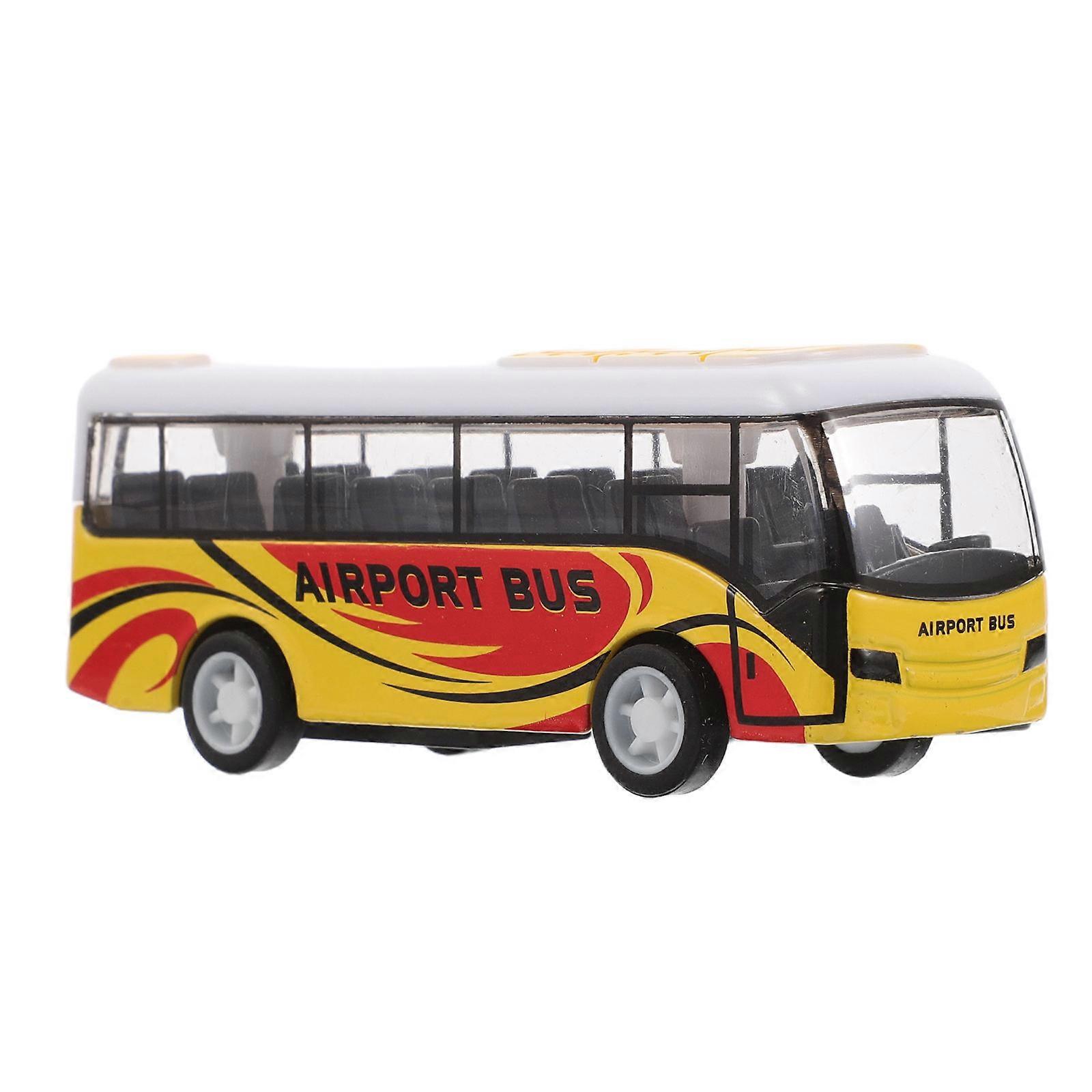 Die Cast Metal Airport Bus with Pull Back Friction Power Mini Vehicle for Smooth Surfaces, Easy to Clean, Realistic Airport Play Model for Party