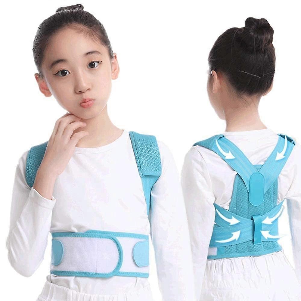 Posture Corrector Back Shoulder Lumbar Waist Support for Children (Blue)