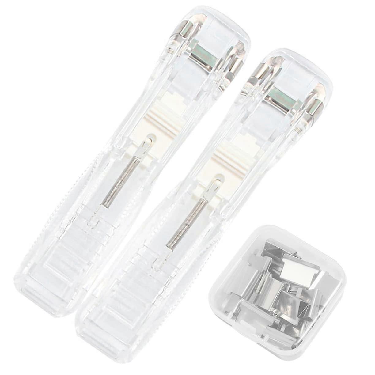 1Satz Portable Staple-Free Stapler, Transparent Design for Office and School, Easy Document Organization, Lightweight and User-Friendly