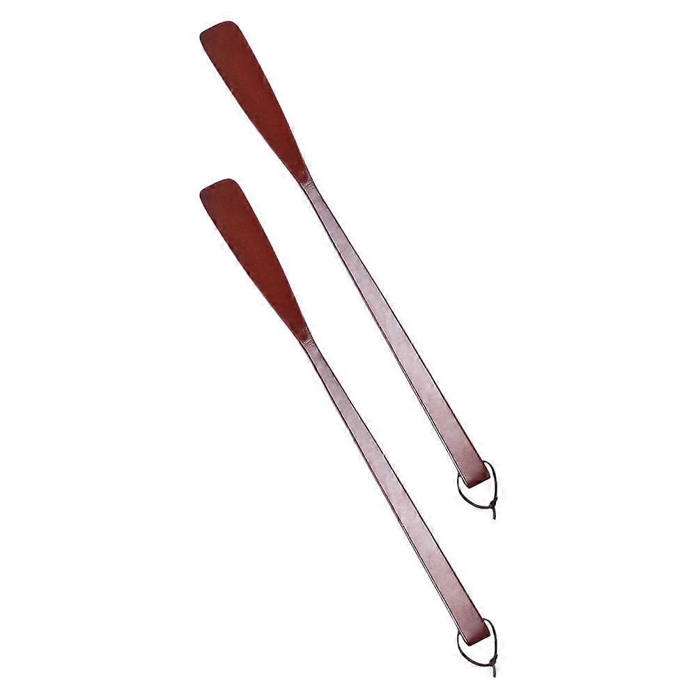 Extra Long Wooden Shoehorns 2PCS For Daily Use Brown Lifting Shoes