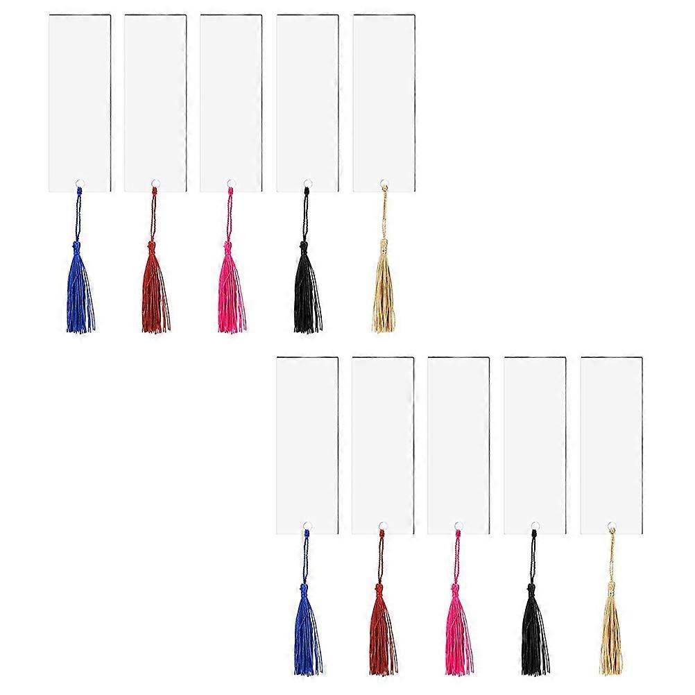10 Sets Transparent Acrylic Tassels Bookmarks Decorative Page Markers for DIY Crafting & Gifting