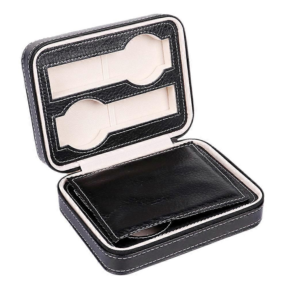 Portable Zippered Watch Case with Padded Compartments for Travel and Home Storage – Compact Watch Organizer for Safe Transport and Display