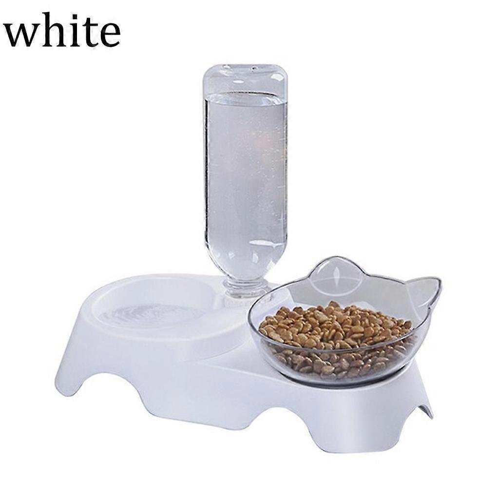 防滑猫粮盘宠物喂食器水碗非常适合猫和小型犬用品宠物猫对角双碗带手柄