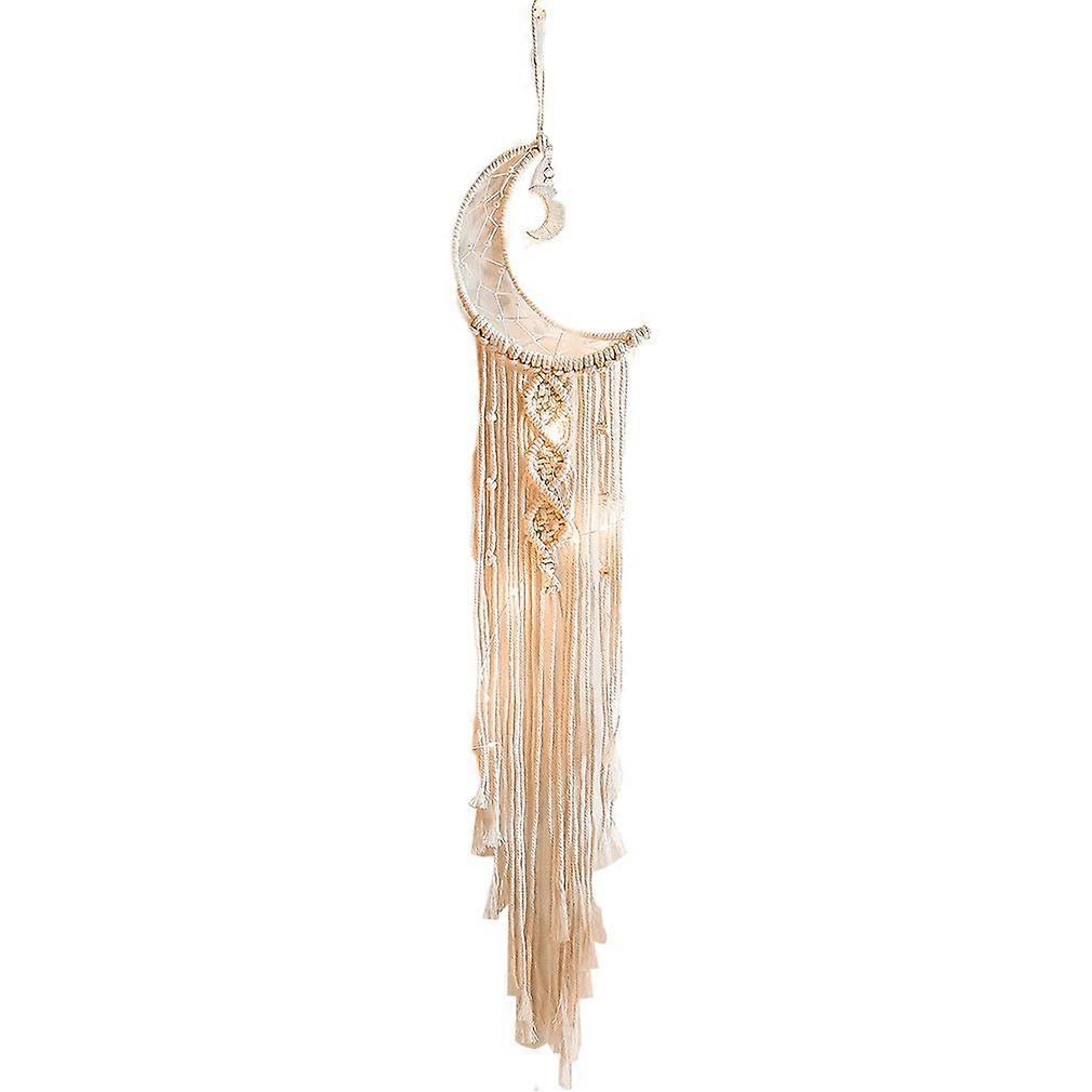 Handmade owl light dreamcatcher with moon and braided rope house decoration products