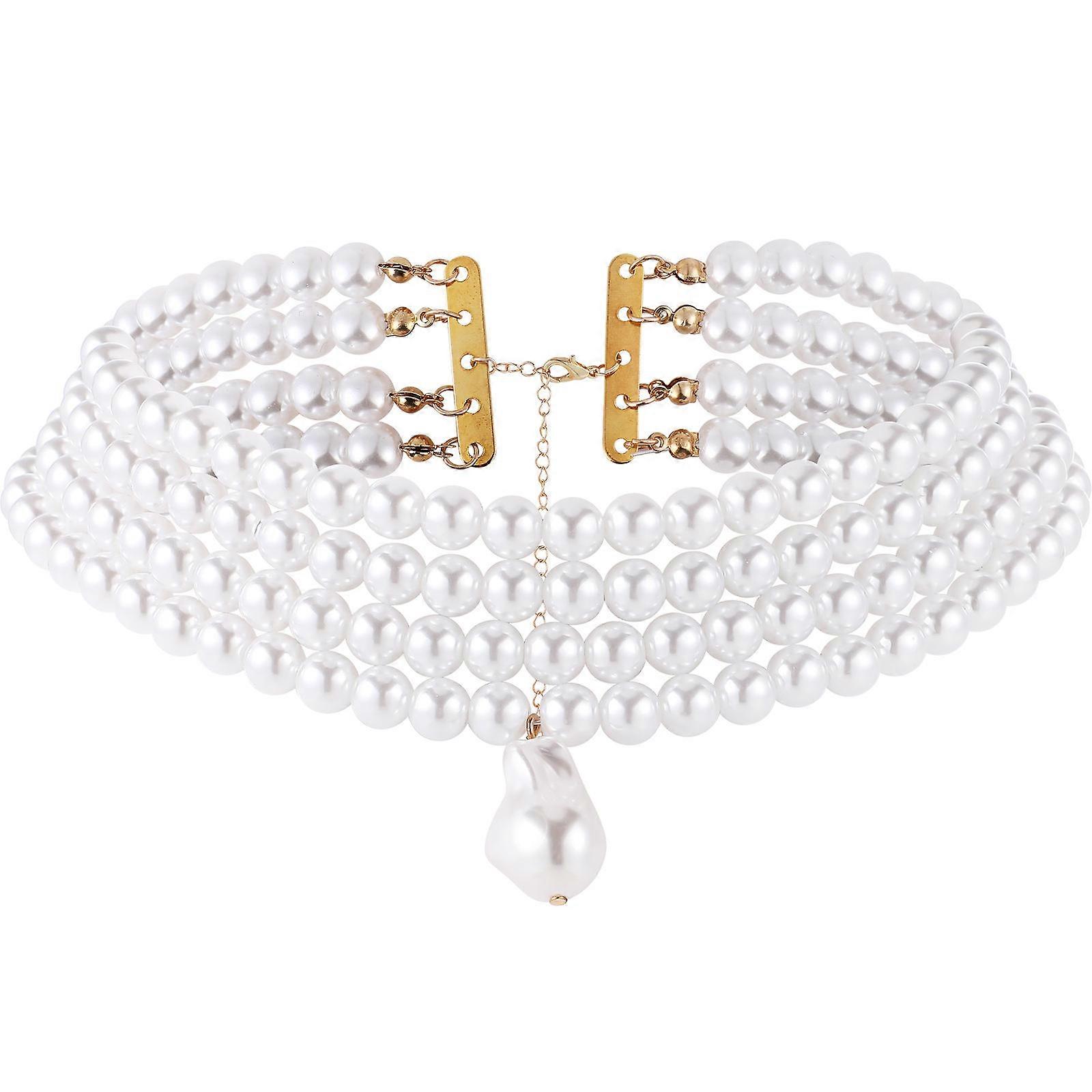 Pearl Necklace Long, Layered Faux Pearls Chains with Elegant Design for Special Occasions
