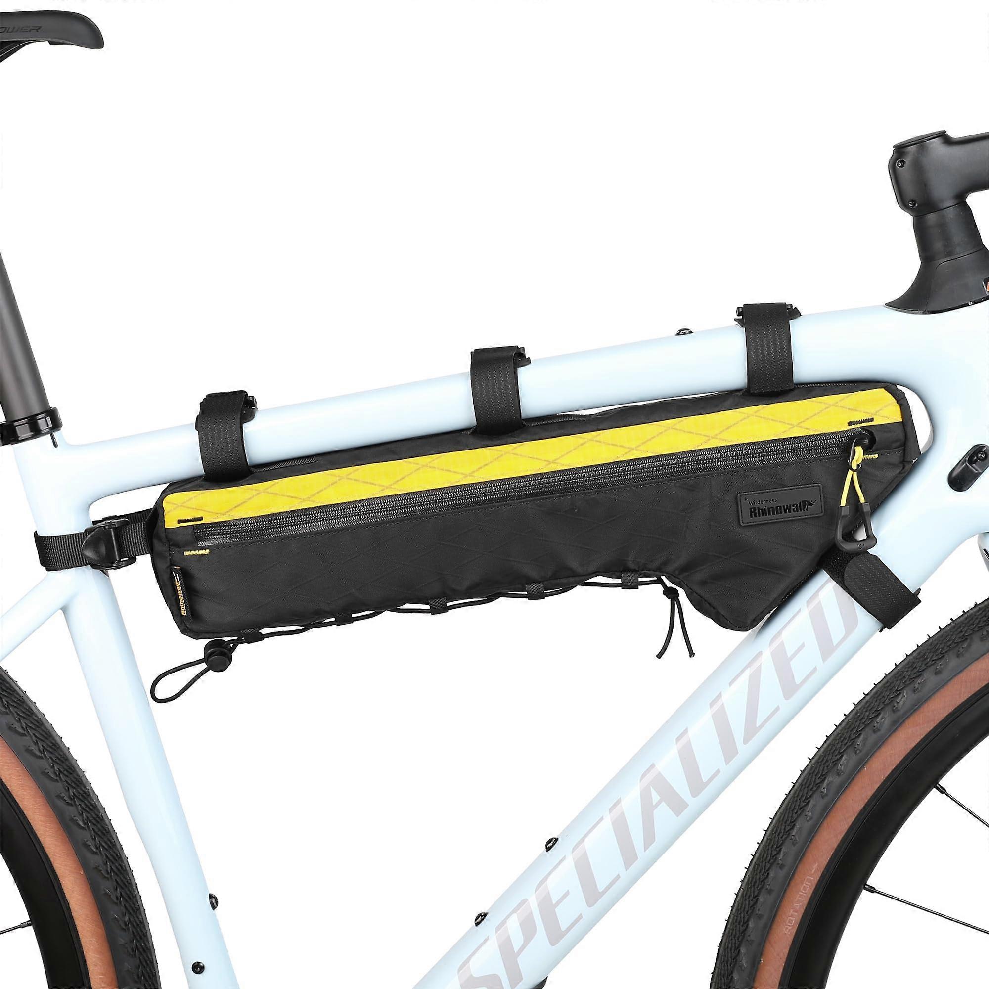 Bicycle frame bag, triangular bag, waterproof, 2.4L, with two side mesh pockets for MTB, road bike, cycling, commuting, and outdoor adventures.