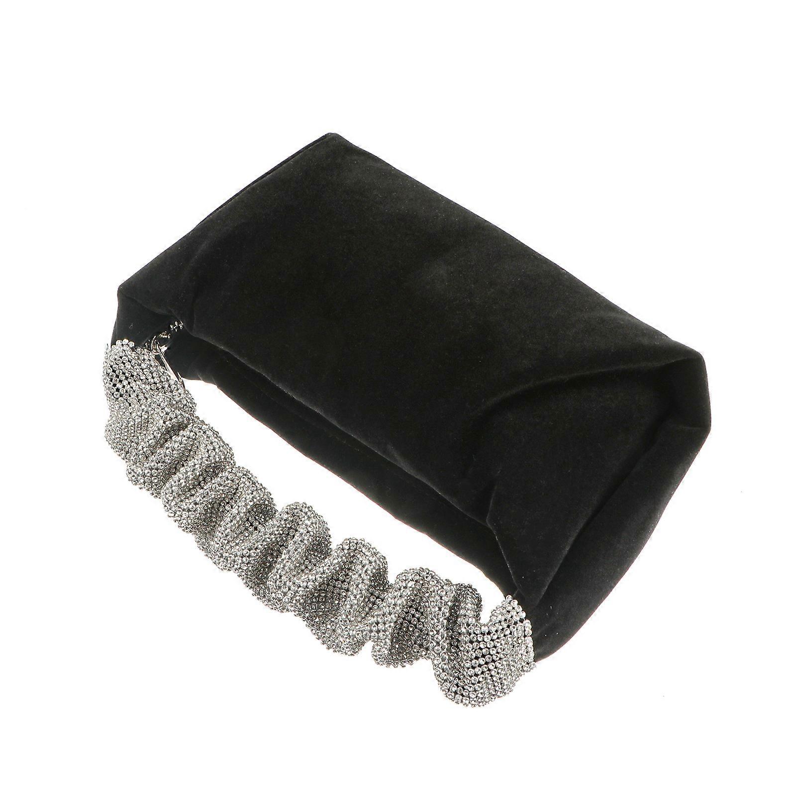 متلألئة الأسود القطيفة حجر الراين حقيبة يد للنساء – حقيبة حزب أنيقة للمناسبات المسائية, التسوق والسفر – يحمل عملات معدنية, بطاقات وأكثر