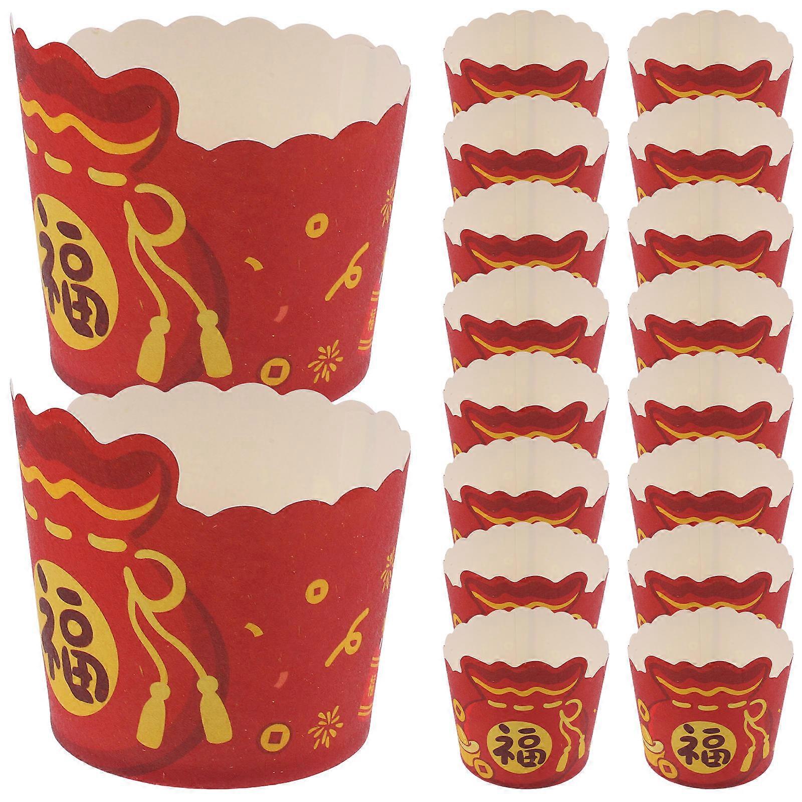 50Pcs Lucky Bag Shaped Paper Wrappers Spring Festival Cupcake Liners Oil-Proof Baking Cups For Bakers
