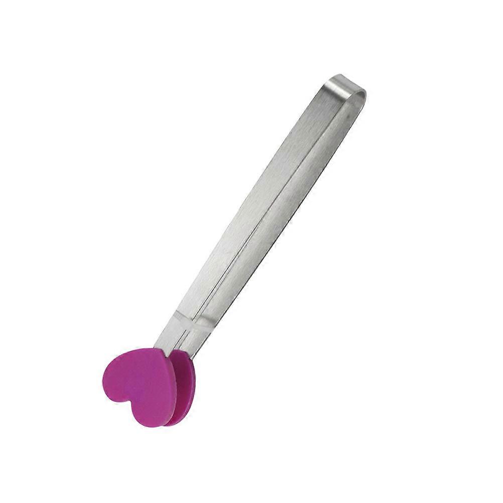 Stainless Steel and Silicone Heart Shaped Food Clips for Kitchen Use Purple Color Lightweight and