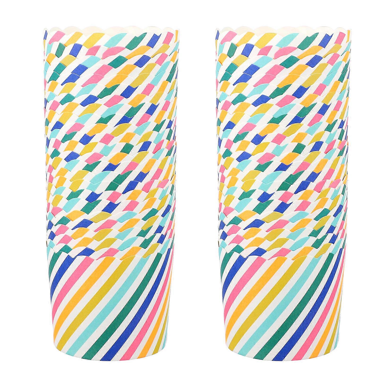 Paper Baking Cups 48Pcs Striped Pattern High Temperature Resistant Suitable For Small Cakes And Home Use