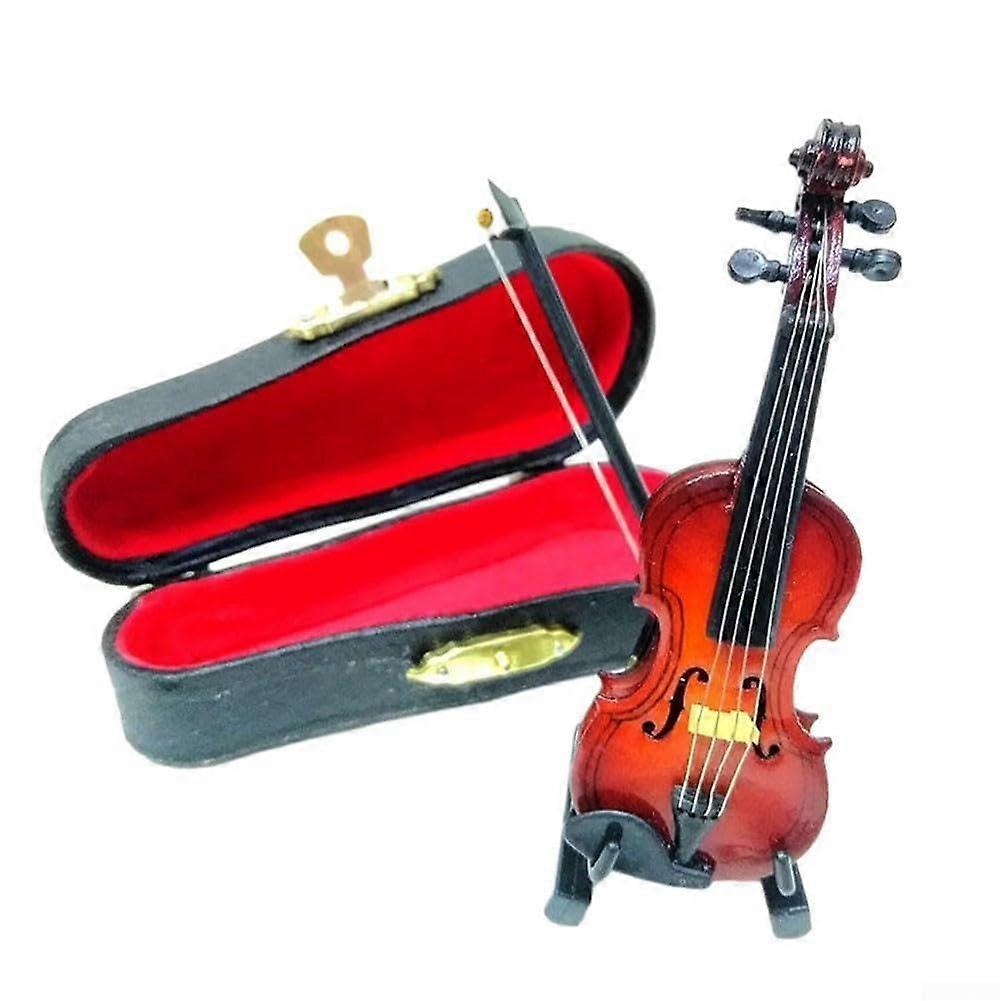 Miniature Violin Model 8 cm Made of Linden Wood with Stand and Case, Exquisite Craftsmanship and Detail