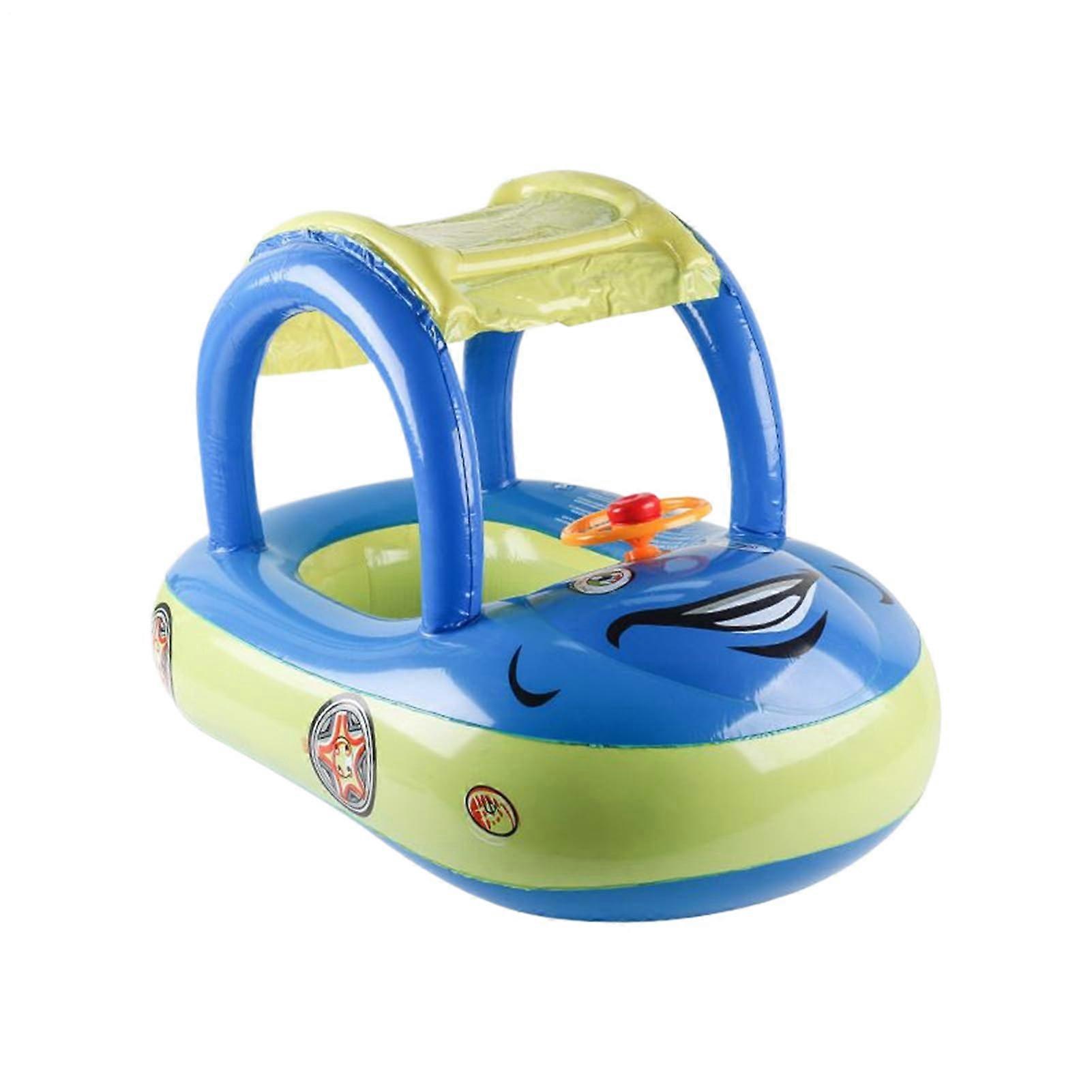 Children's car Boat with canopy sunshade swimming ring, toddler pool float, PVC