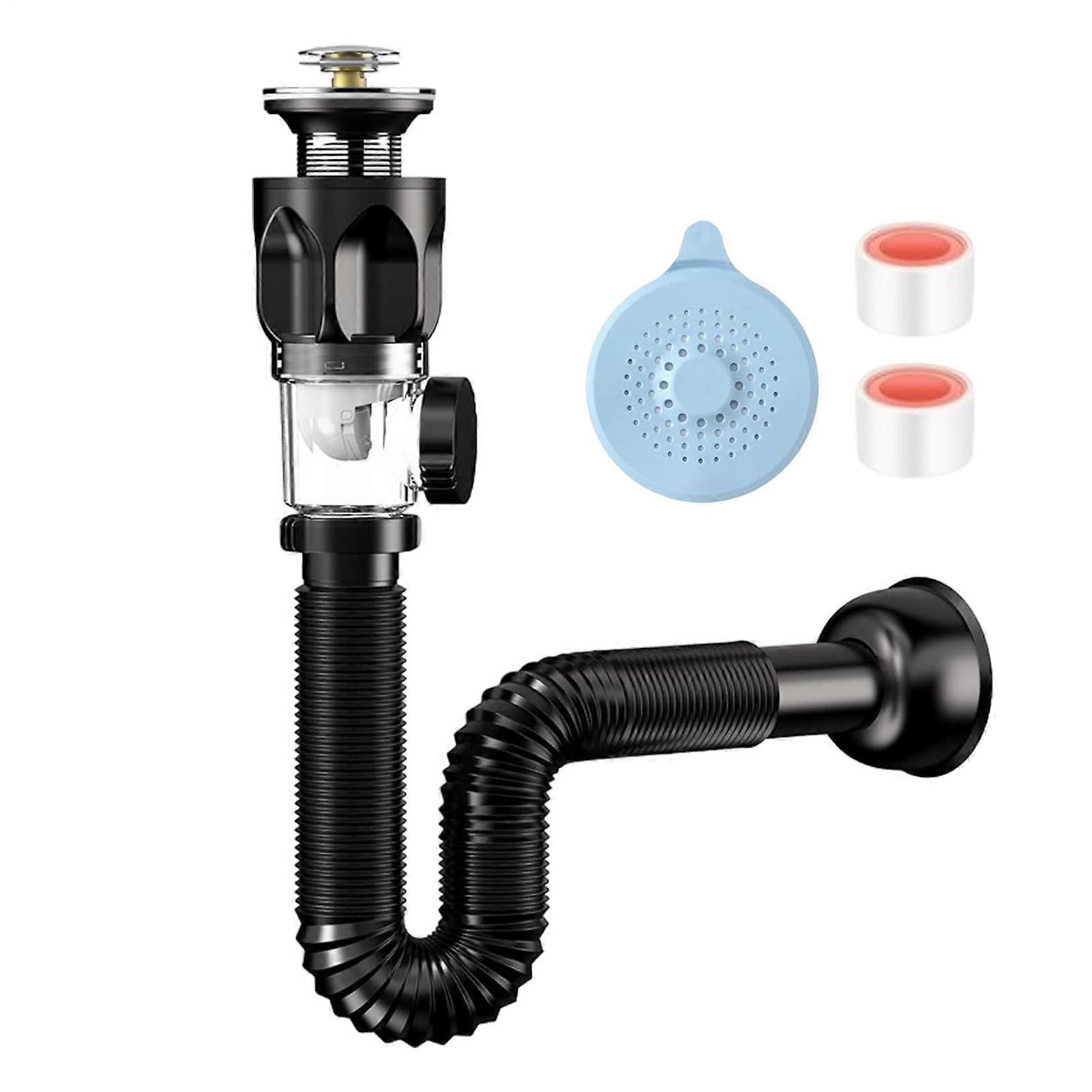 Flexible Drain Hose Adjustable Sink Extension Hose 4050mm Kitchen Sink Drain Pipe Extension Hose Compression Kit