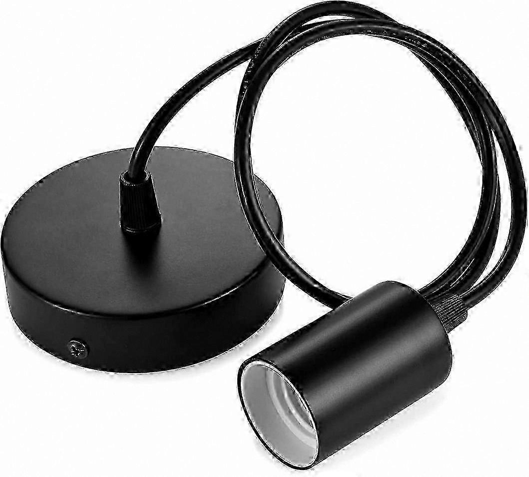 Black Metal Pendant Lamp with E27 Socket, 100CM Suspension Cable for Ceiling Lighting