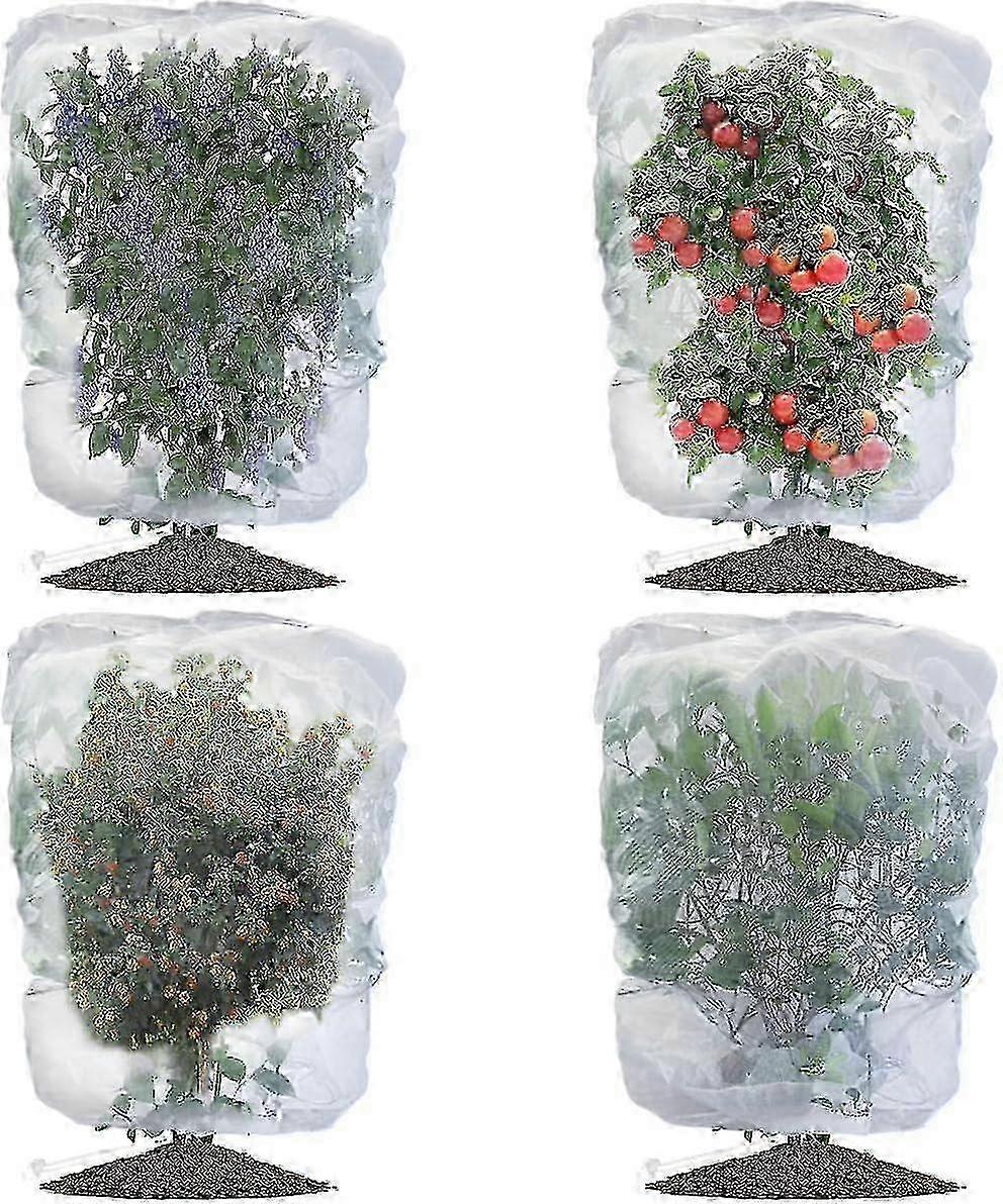 Garden Protection Nets: 4-Pack Insect & Bird Netting Bags with Drawstring, Pest Barrier for Plants & Bushes