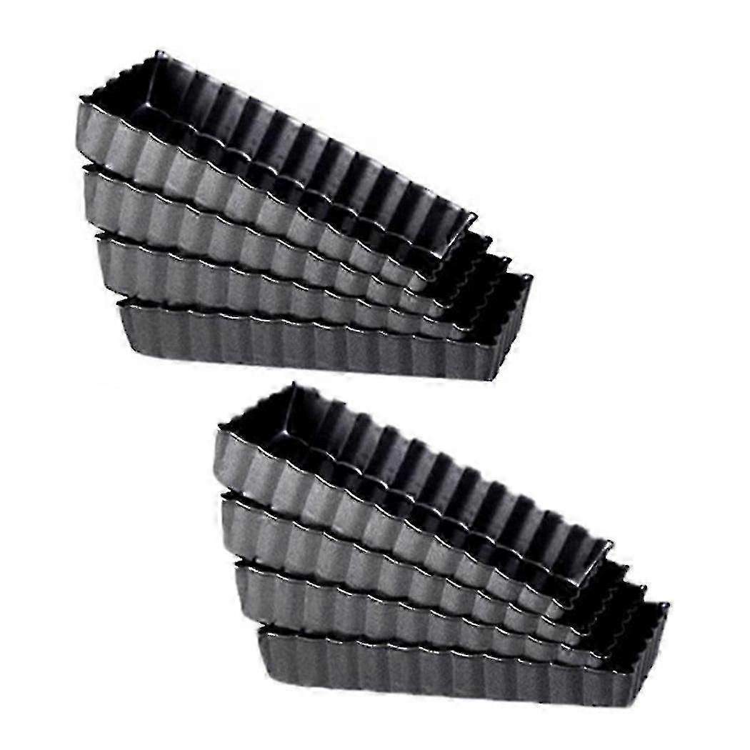 Pcs Non-stick Quiche Tart Pans Rectangle With Removable Bottom,fluted Tart Tin