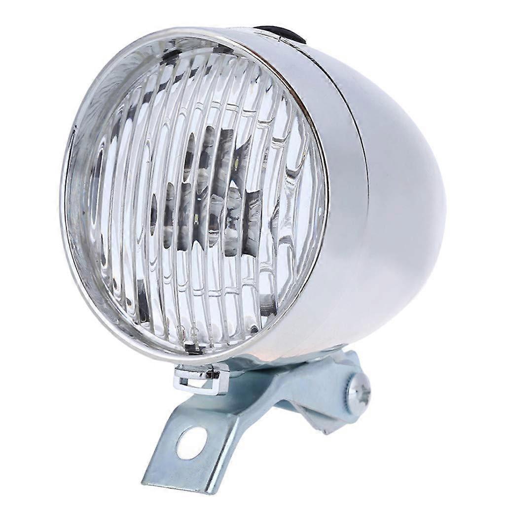 Vintage Bike Front LED Headlight with Fog Retro Lamp for Bicycle, Silver-6 One Size