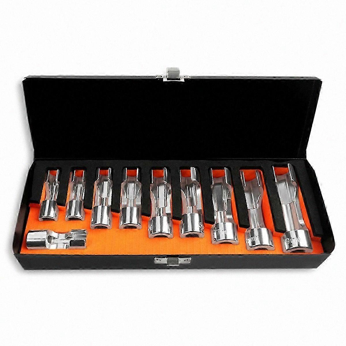10PCS 3/8 Inch Fuel Line Removal Open Socket Set Union Nut Socket Open Oil Pipe Removal Sleeve Car Repairing Tools