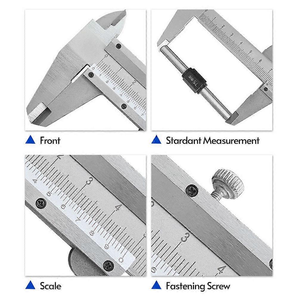Vernier Caliper High Carbon Steel Measuring Tool 150 mm Metric for Inside Outside Depth Length Height and Thickness Measurements