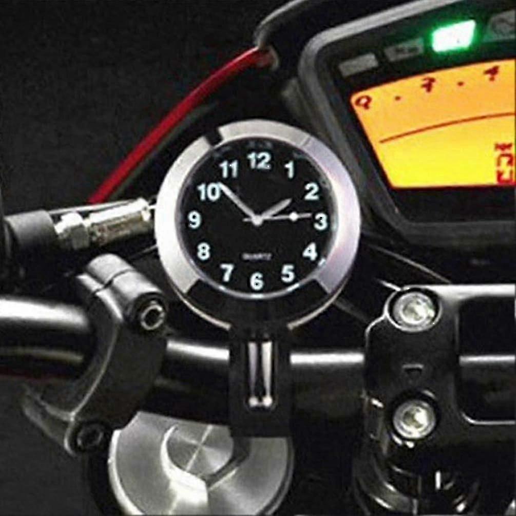Waterproof Digital Clock with Silver Finish for 7/8" Motorcycle Handlebar Mounting