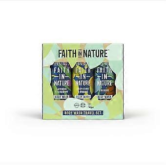 Faith in Nature Trio Travel Set - trio of 100ml Body Wash - 2 Pack