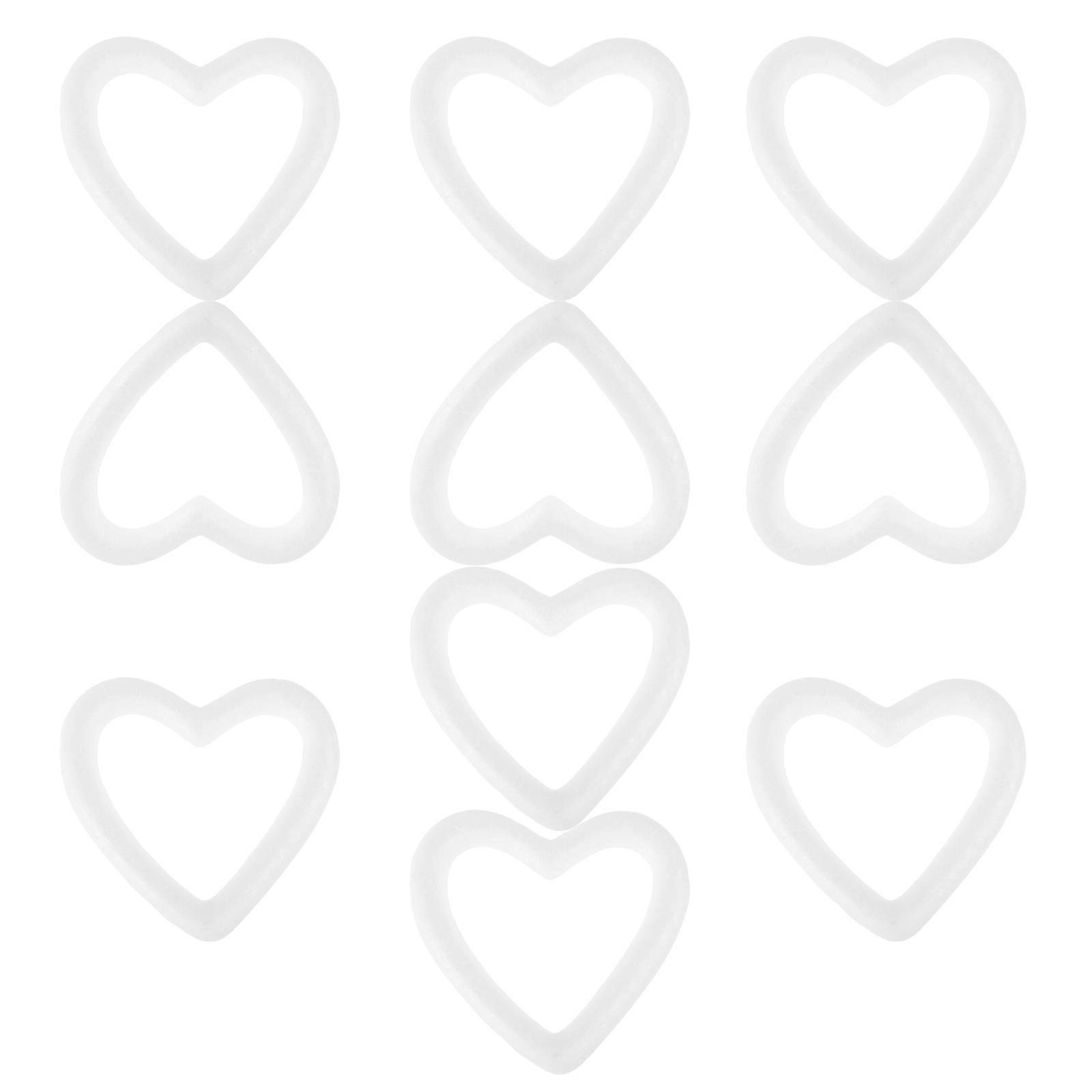 Valentine's Day Heart Shaped Wreath Frame Decoration Item White Foam Decorative Diy Unpainted 10Pcs