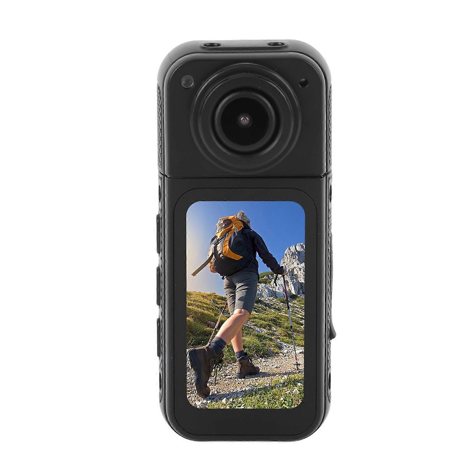 2.7K Action Camera 12MP 180° Rotating Lens 60min Runtime Black