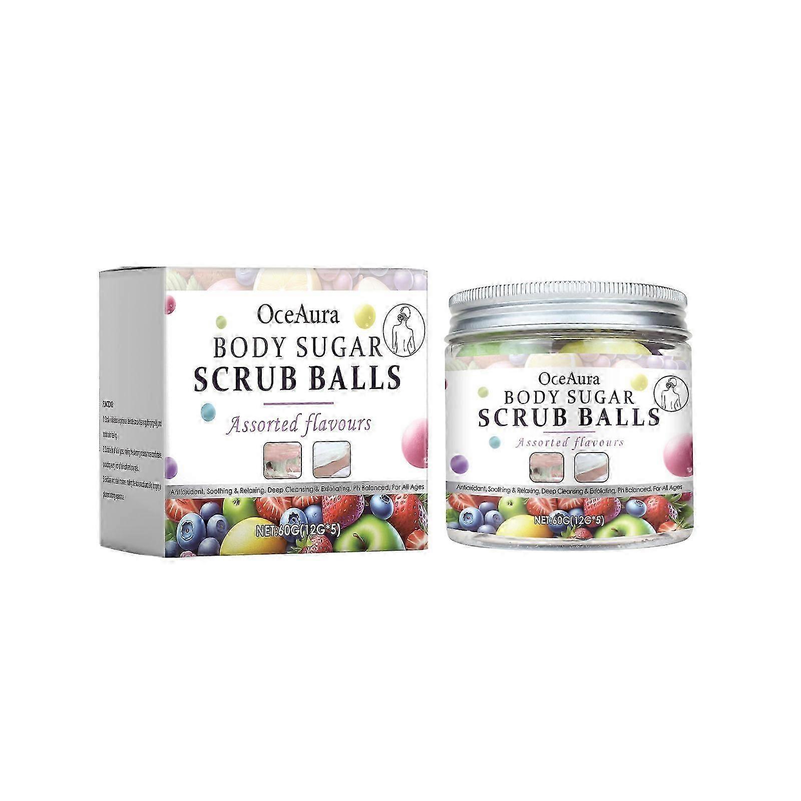 OceAura exfoliating scrub ball gently cleanses and cares for silky smooth skin, leaving it soft and moisturized