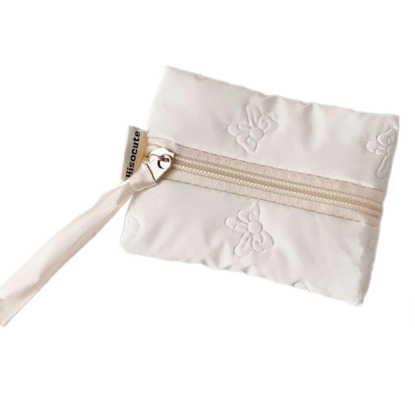 Practical Mini Card Holder With Decorative Bows Trim Lightweight Portable For Everyday Carry Items  White