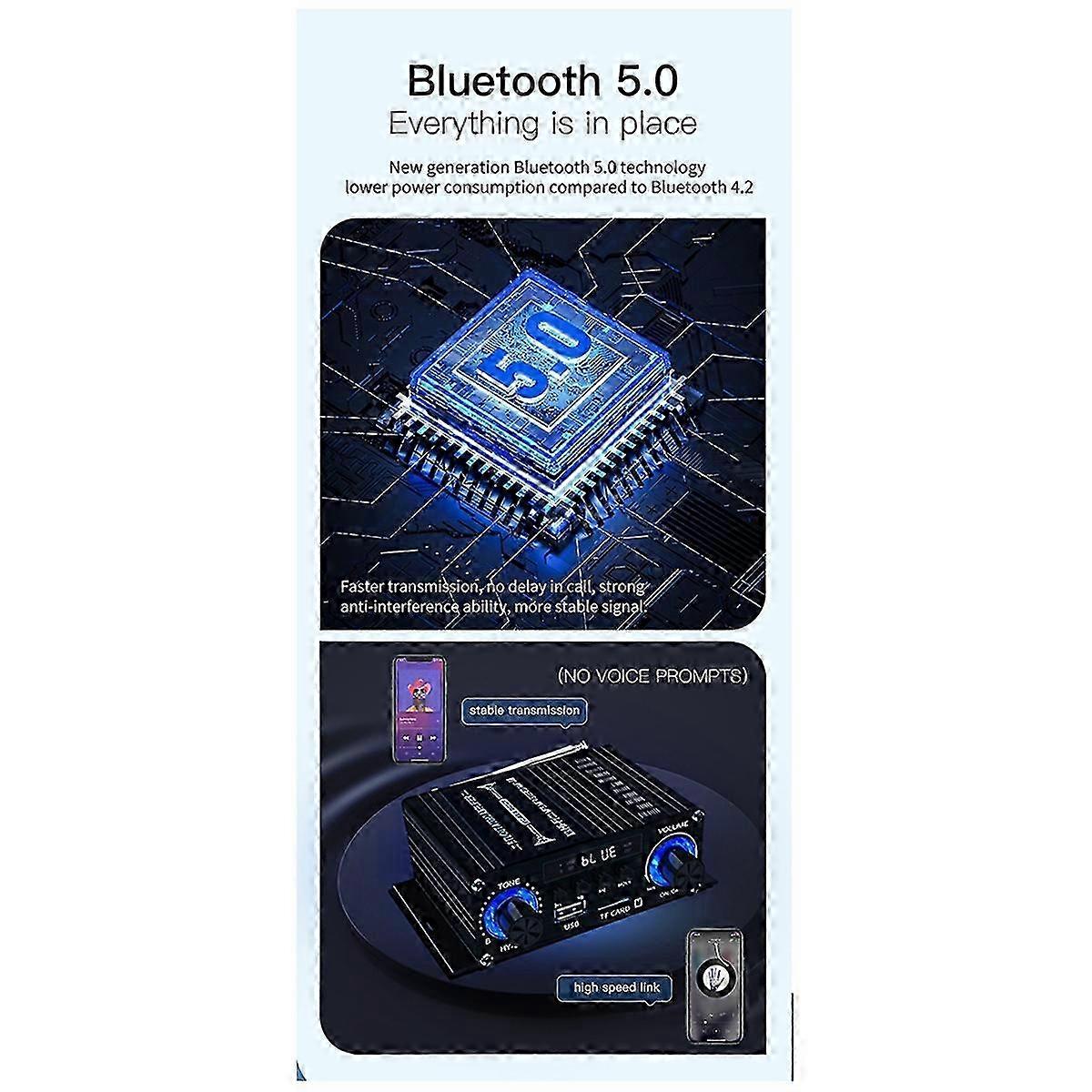Digital Bluetooth Amplifier 12V Home Car 2 Channel HIFI Sound Speaker