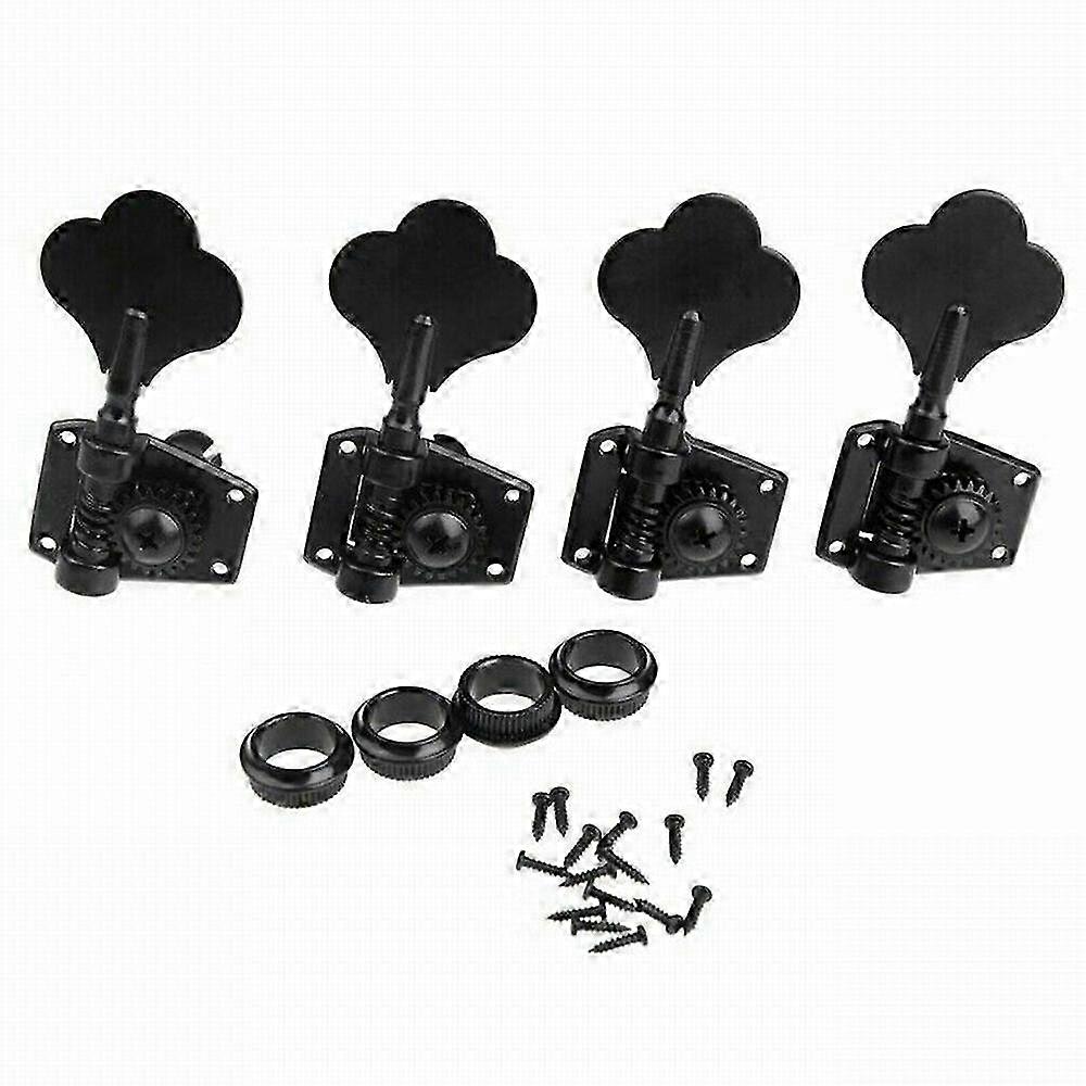 Black/Sliver Bass Guitar Tuners Tuning Pegs Keys Machine Heads Open...