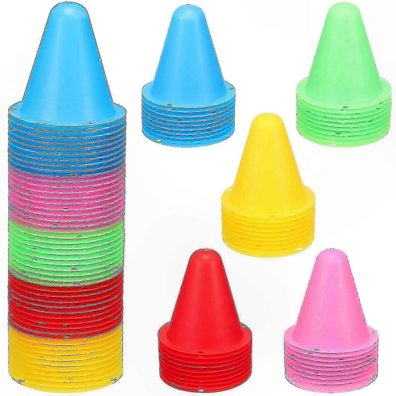50 Pack Training Cones for Sports and Soccer Practice, Small Classroom Cones for Drills and Exercises