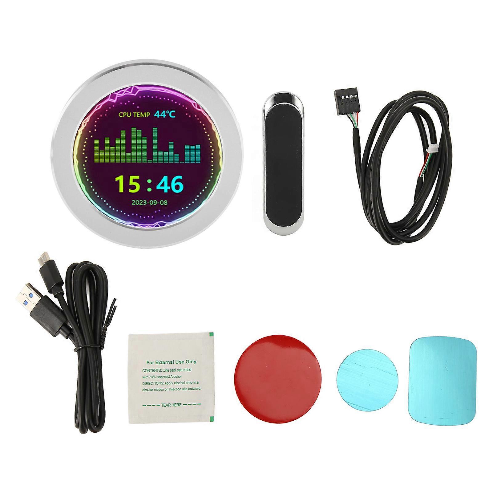 2.8 Inch USB Monitor RGB Round Screen for PC Water Cooler Dynamic Data Display Silver