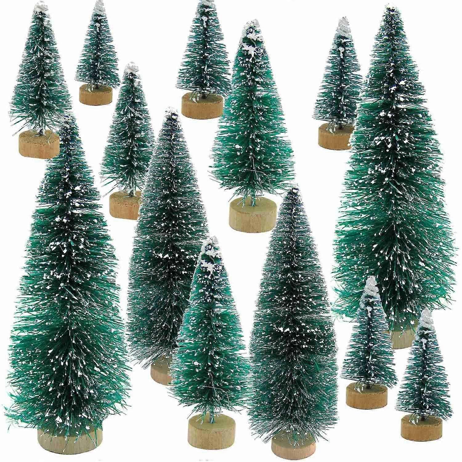 34 Pcs Mini Christmas Tree Snow Frost Small Pine Tree DIY Craft Desktop Decoration Christmas Orname