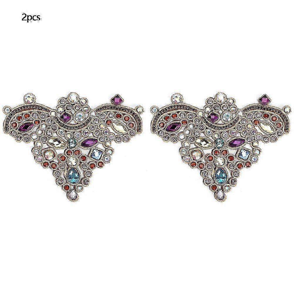 2025 Latest Model 2pcs Rhinestone Crystal Applique Sew On Faux Pearl Patch
