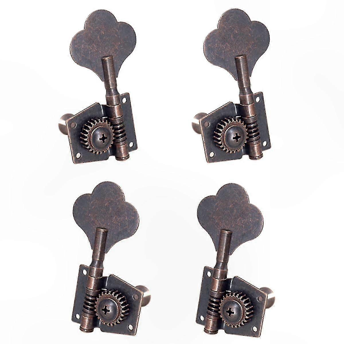 Red Bass Tuning Keys for 4-String Guitars with Open Vintage Design and 2L2R Configuration