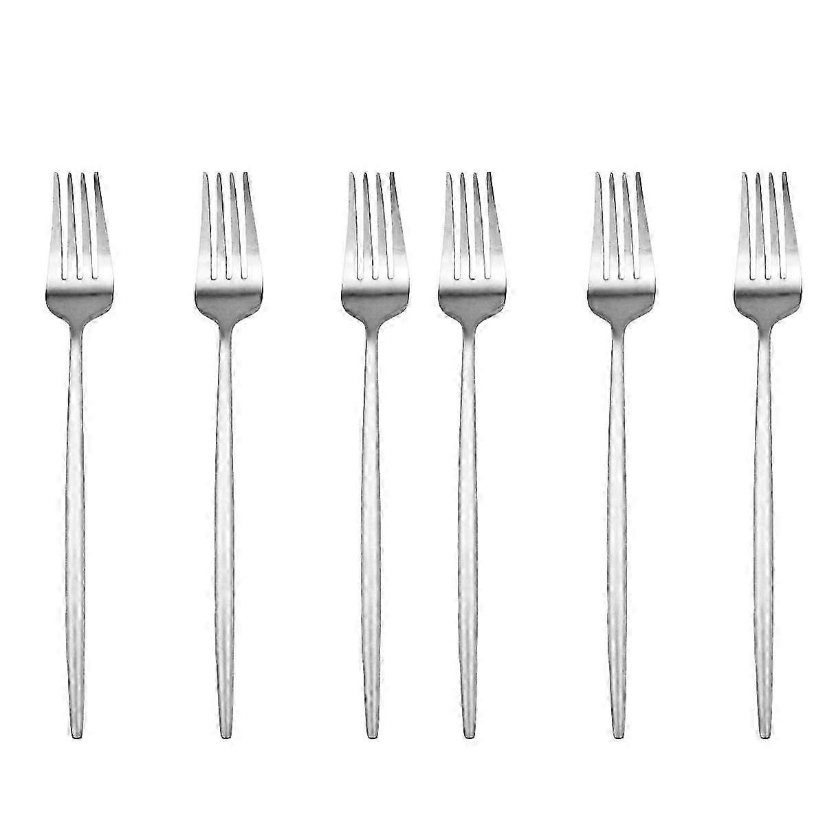 6 Pieces Matte Silver Flatware for Camping 7.7' 2025