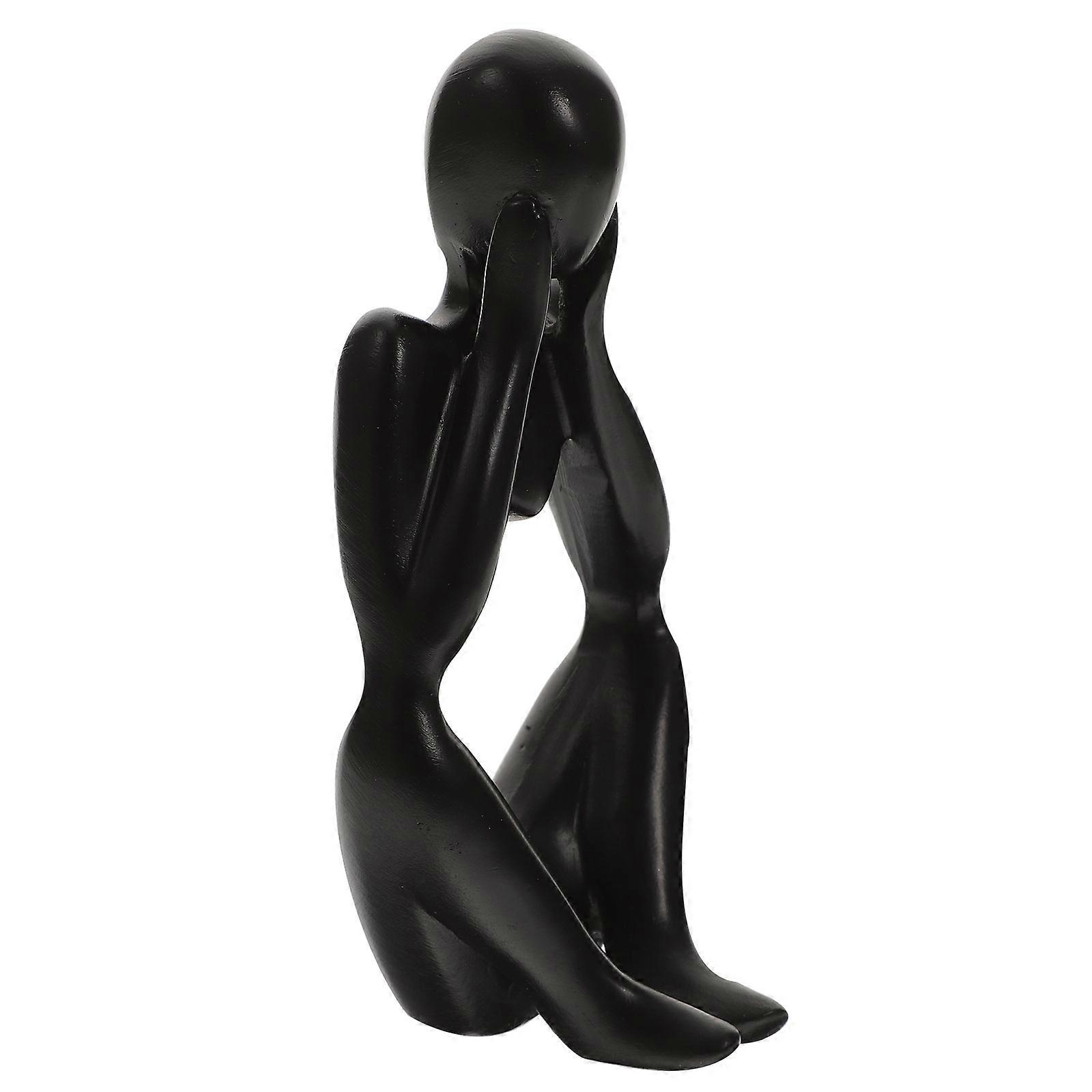 Abstract Decor Thinker Statue for Office Desk Decoration 3Pcs Black Resin