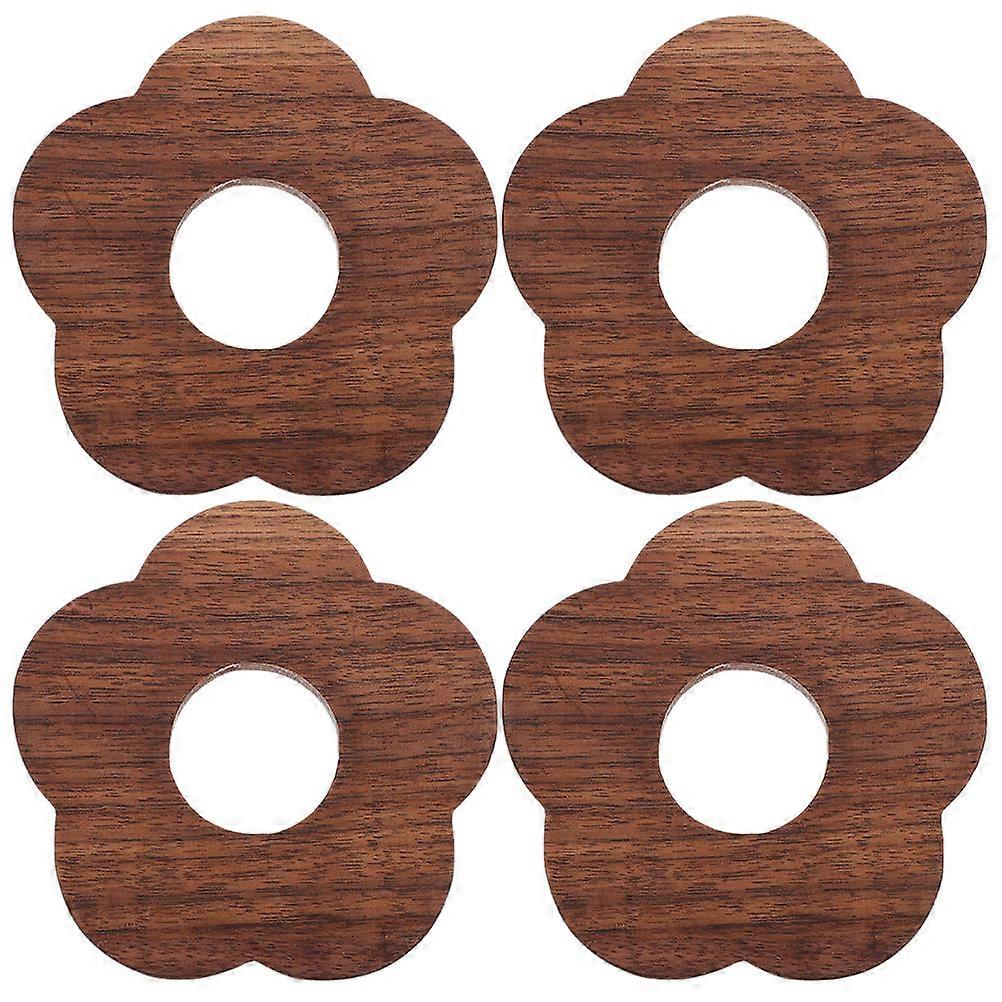 Natural Wooden Cup Pads for Heating 12Pcs Flower Shaped Table Coasters