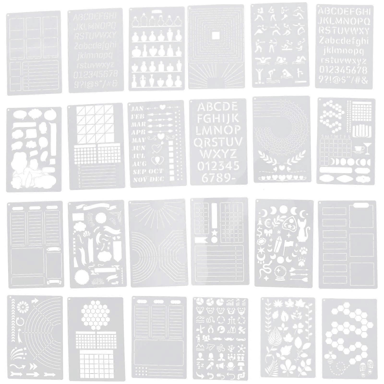 Craft Stencil Template Stencils for Drawing Diy Photo Albums White Pet Material Suitable for Children 24Pcs