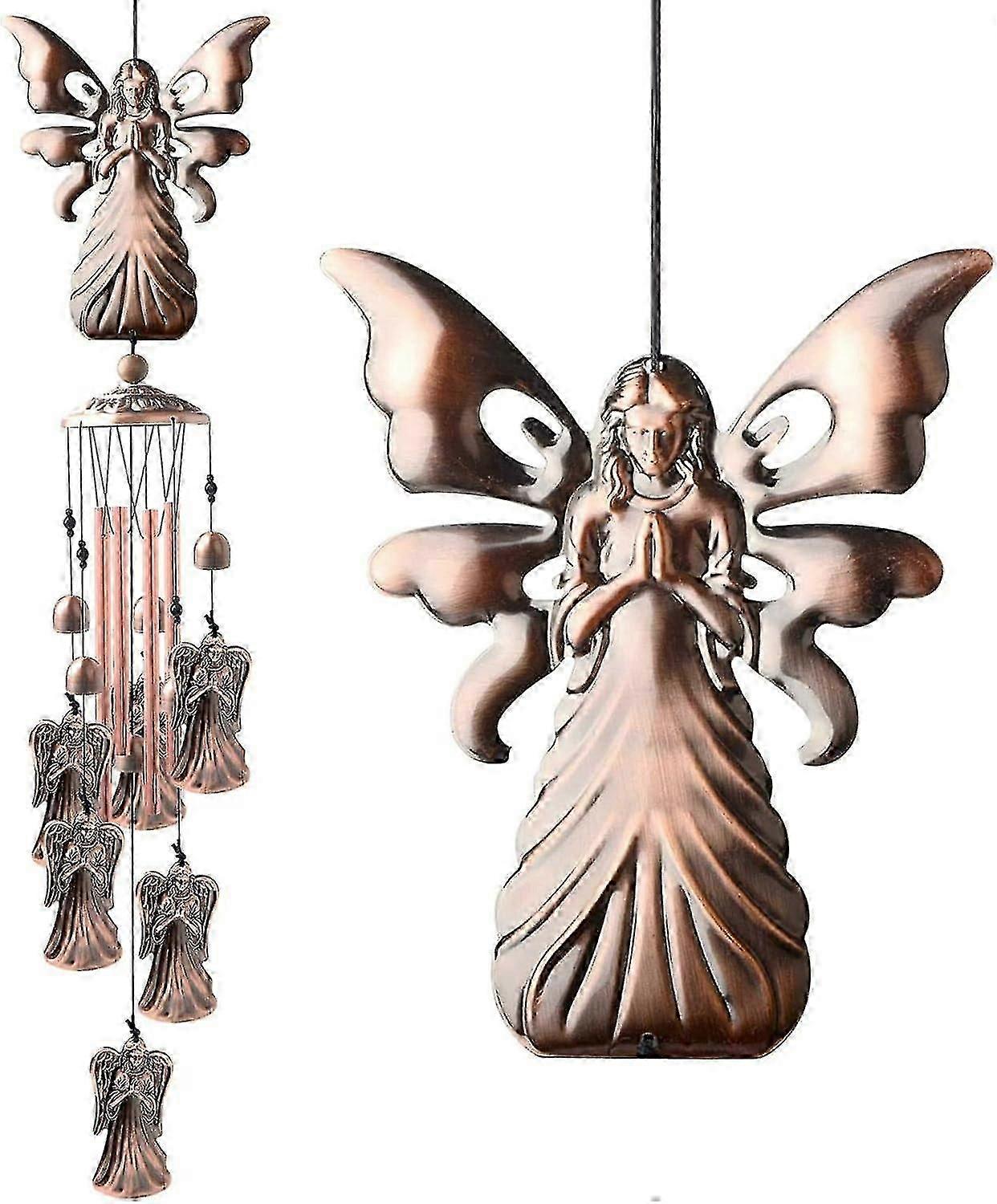 Angel Wind Chime, Retro Brass Wind Chimes with Bells Pendant for Indoor Outdoor Bedroom Patio Window Decorations Birthday Gift