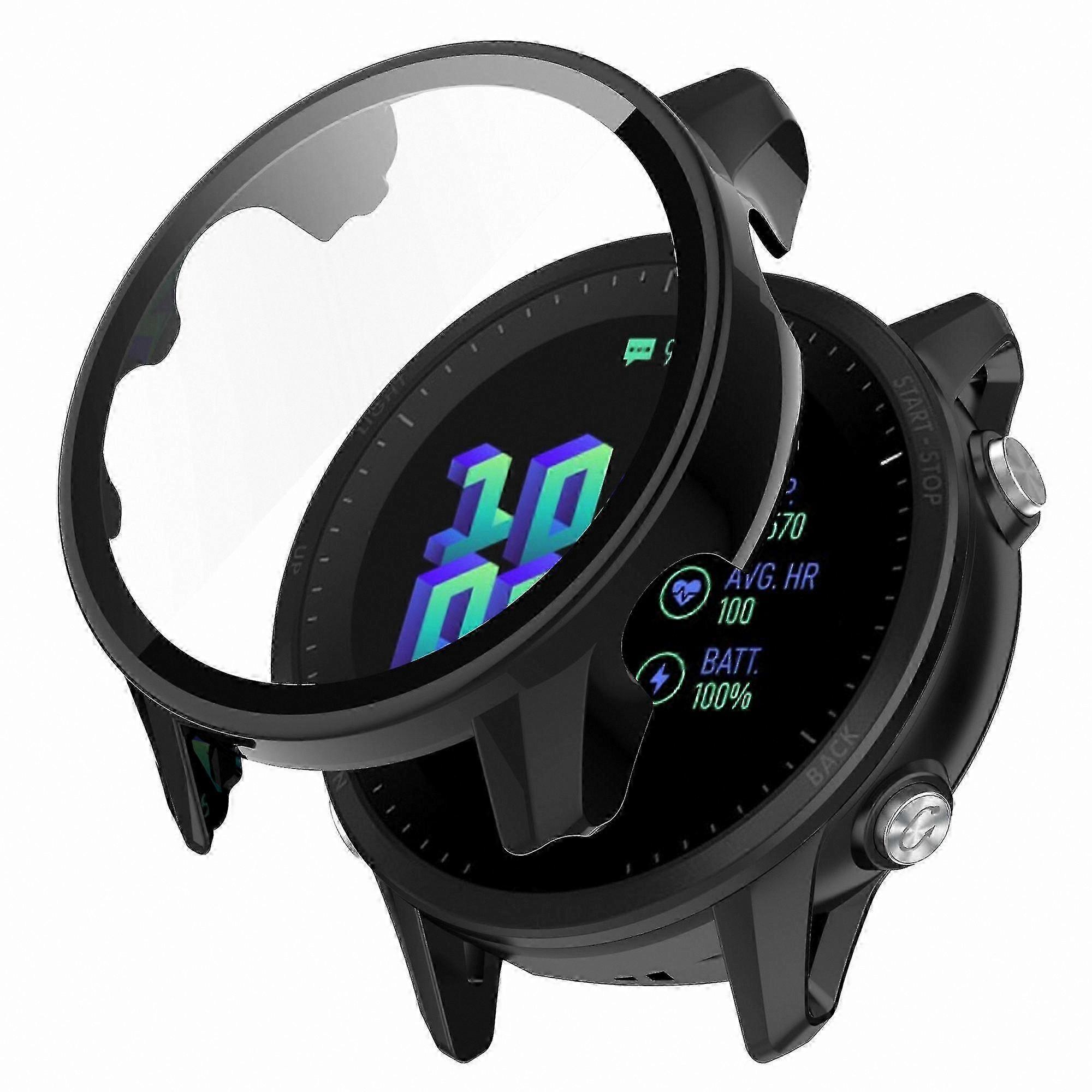 Rugged PC Case with Tempered Glass Guard for GPS Smartwatch - Comprehensive Protection Design