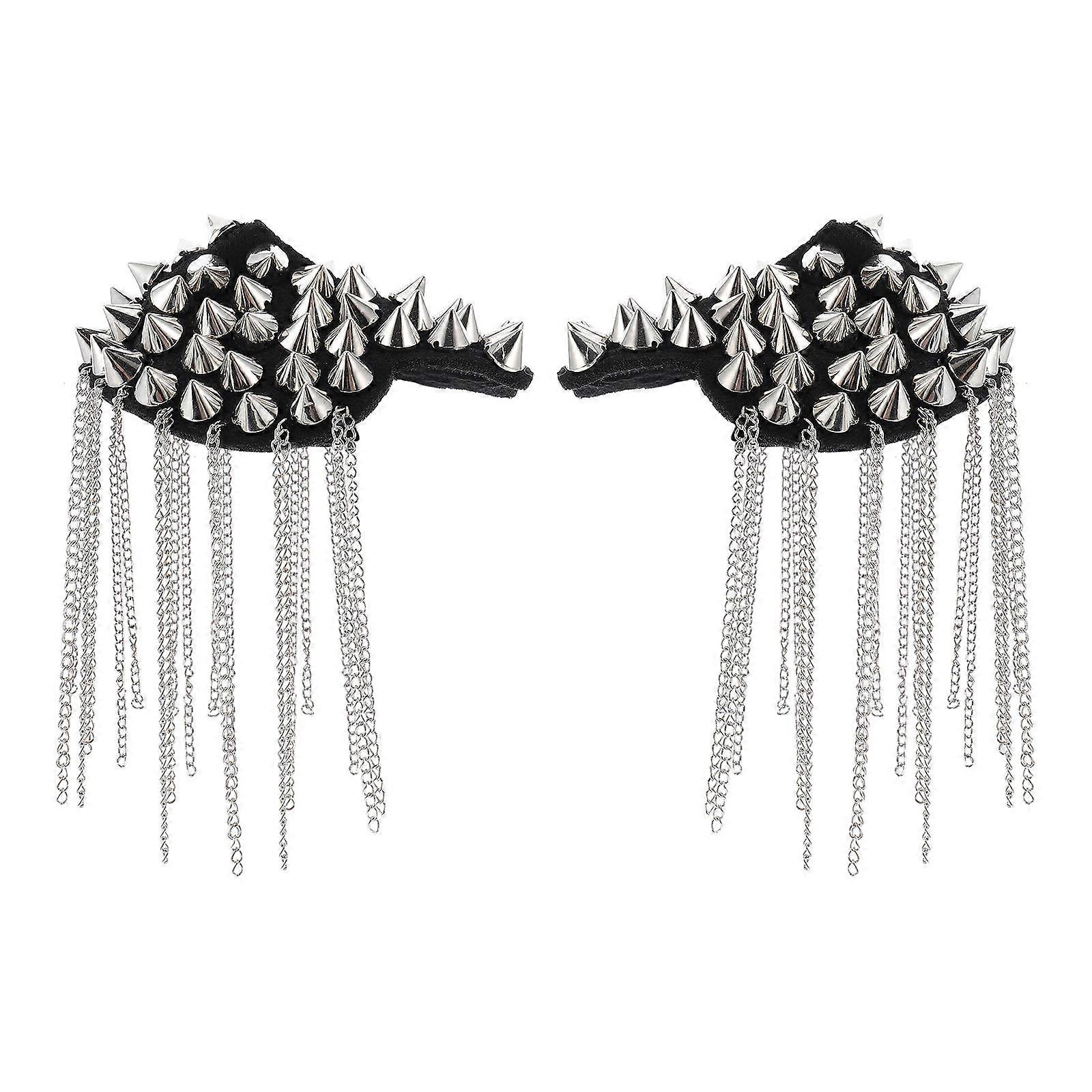 Epaulet Shoulder Board 2Set Silver Costume Accessory Suitable For Men Style Decorative