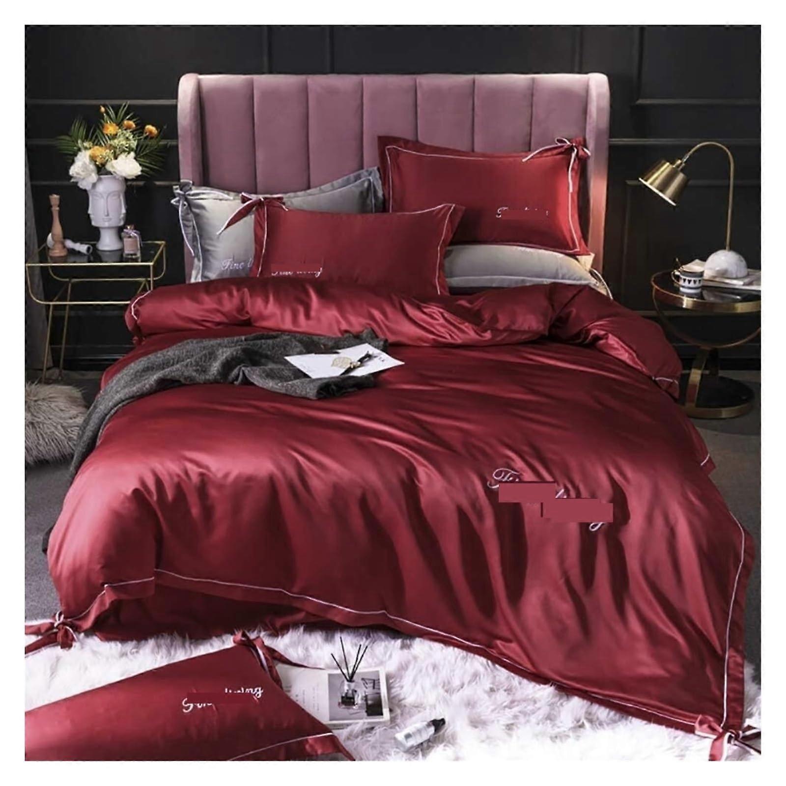 Duvet Cover Set Silk Bedding 1.5/1.8m Bed, 4Piece Satin Comforter Set