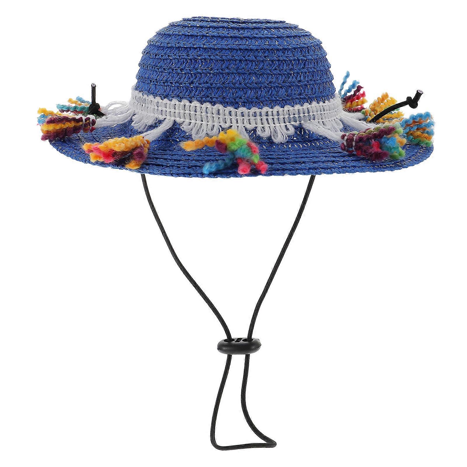 Blue Decorative Hat for Dogs 1 Piece Woven