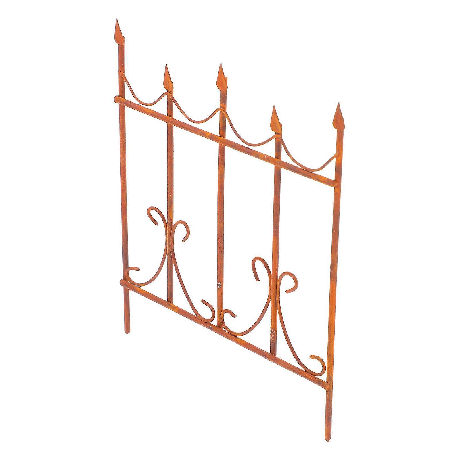 Coffee Color Miniature Iron Fence for DIY Garden Decoration 3Pcs