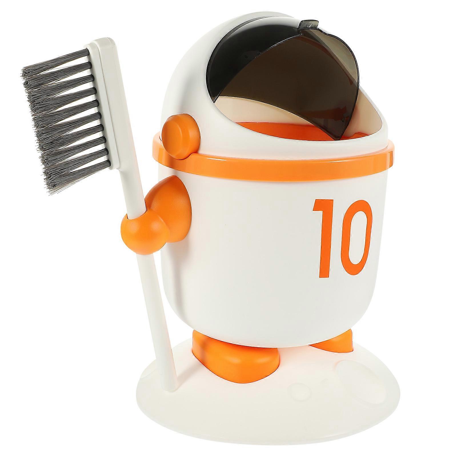 Creative Astronaut Trash Can for Desktop 2Sets with Brush and Cover
