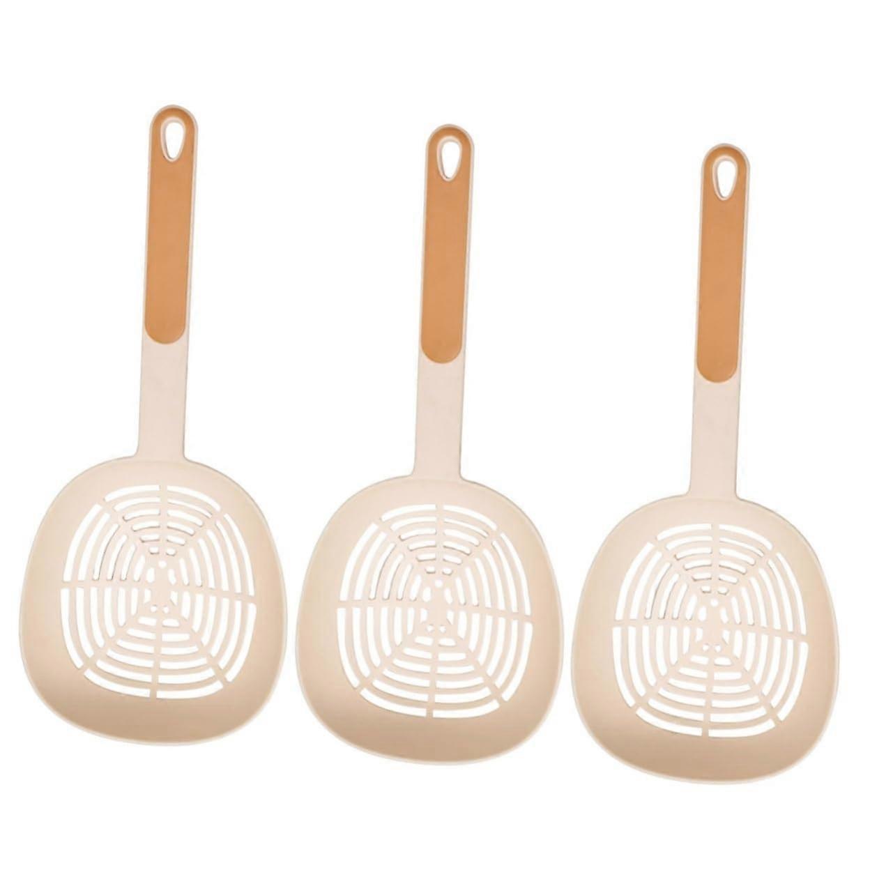 Kitchen Colander Spoon Set 3Piece Plastic Slotted Spoon Pasta Strainer EasyWash NonBendable Design